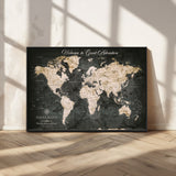 70534097-MGV-CV-36X24-Personalized World Map Wall Art – Dark Vintage Adventure Style Travel Map with Custom Names, Unique Wall Decor for Couples, Home