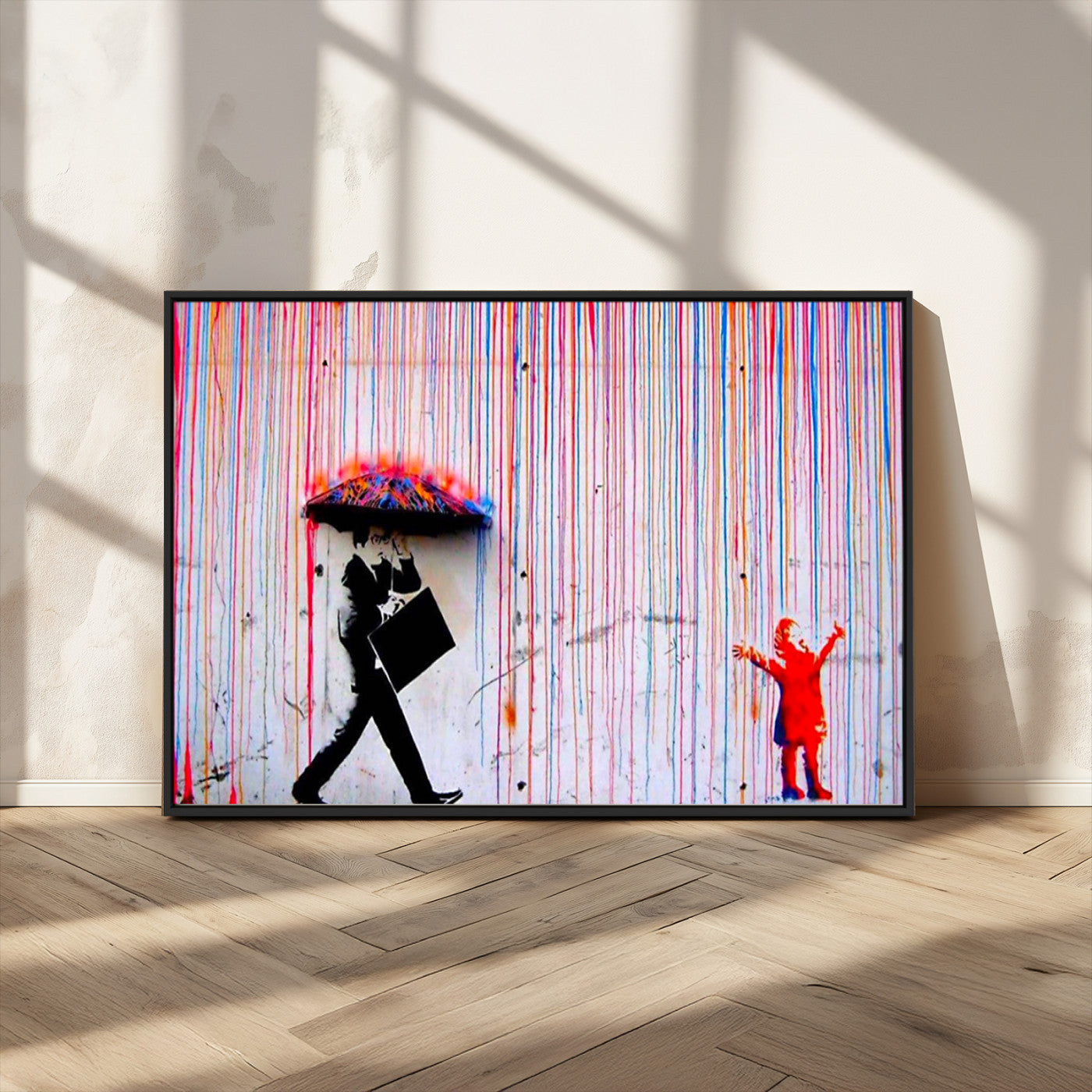 69505-MGV-CV-36X24-Graffiti Girl Wall Art Canvas Print, Framed Urban Contrast Art Picture Print, Vibrant Graffiti Perfect Urban Pop Decor Artwork