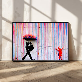 69505-MGV-CV-36X24-Graffiti Girl Wall Art Canvas Print, Framed Urban Contrast Art Picture Print, Vibrant Graffiti Perfect Urban Pop Decor Artwork