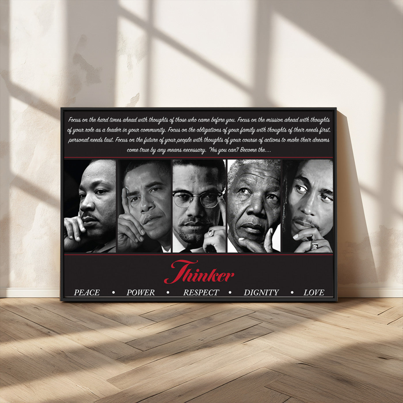 45112-MGV-CV-36X24-Black Icons Wall Art Canvas Print, Framed Thinker Art Picture Print, Motivational Quote Perfect Cultural Modern Decor Artwork