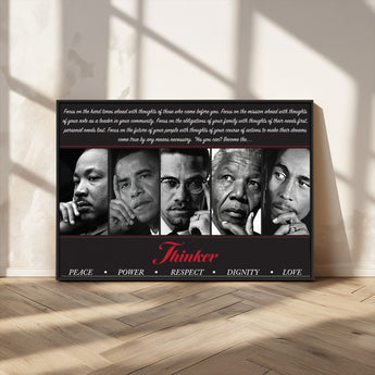 45112-MGV-CV-36X24-Black Icons Wall Art Canvas Print, Framed Thinker Art Picture Print, Motivational Quote Perfect Cultural Modern Decor Artwork