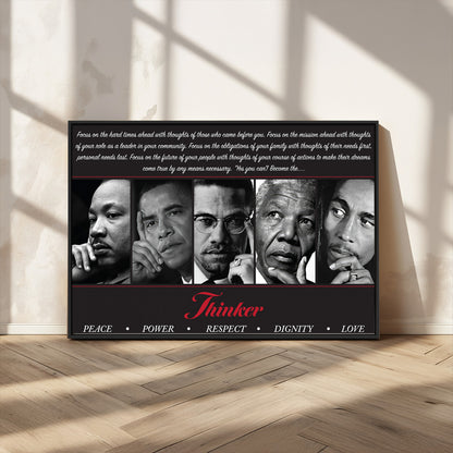 45112-MGV-CV-36X24-Black Icons Wall Art Canvas Print, Framed Thinker Art Picture Print, Motivational Quote Perfect Cultural Modern Decor Artwork