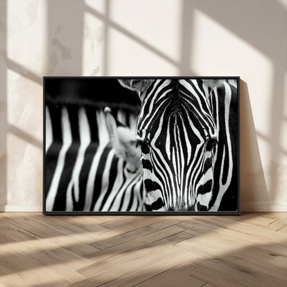 43631-MGV-CV-36X24-Zebra Wall Art – Black & White Safari Wildlife Canvas Print, Modern Animal Photography Decor for Living Room, Office, or Bedroom
