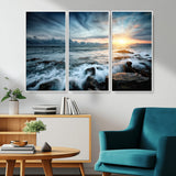 33428-MGV-FC-48X32-3P_White-Ocean Sunrise Wall Art – Serene Seascape Canvas Print, Coastal Home or Office Decor, Perfect for Living Room, Bedroom, or Study