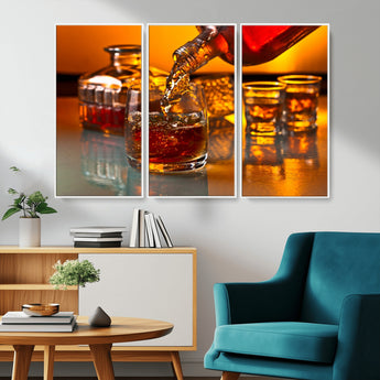 18250-MGV-CV-36X24-Whiskey Pour Wall Art – Captivating Whiskey Splash Canvas Print, Elegant Bar or Home Lounge Decor for Office, Man Cave or Living
