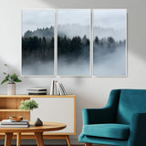 42596-MGV-CV-36X24-Misty Forest Wall Art – Atmospheric Pine Trees Canvas Print, Nature Landscape Decor for Living Room, Bedroom, Office, or Cabin