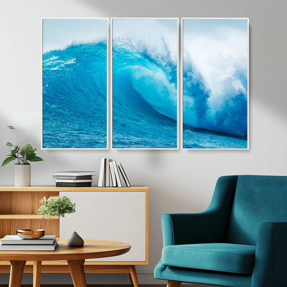 13117-MGV-CV-36X24-Ocean Wave Wall Art – Dynamic Blue Surf Canvas Print, Coastal Beach Decor for Living Room, Bathroom, Office, or Beach House