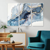 33782-MGV-CV-36X24-Abstract Marble Wall Art – Blue & Gold Fluid Painting Canvas Print, Modern Home Decor for Living Room, Bedroom or Office