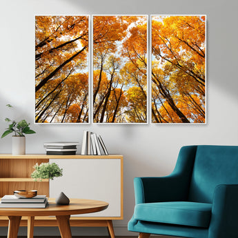 11823-MGV-CV-36X24-Golden Autumn Tree Canopy Wall Art – Stunning Fall Forest Leaves Print, Warm Seasonal Nature Decor for Home, Office or Cabin