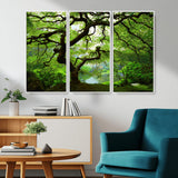 18094-MGV-CV-36X24-Emerald Canopy Wall Art – Panoramic Lush Green Tree Canvas Print, Serene Nature Decor for Office, Living Room or Meditation Space