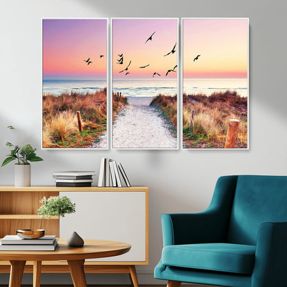 54411-MGV-CV-36X24-Coastal Path Sunrise Wall Art – Serene Ocean Canvas Print, Beach Landscape Decor for Living Room, Bedroom or Office, Peaceful