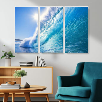 37494-MGV-CV-36X24-Ocean Wave Canvas Art – Stunning Blue Wave Photography, Coastal Wall Decor for Living Room, Bedroom or Office