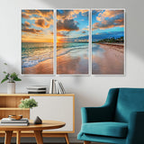 41572-MGV-CV-36X24-Sunset Beach Wall Art – Ocean Waves and Palm Trees Canvas Print, Tropical Coastal Sunset Seascape Decor for Living Room, Bedroom