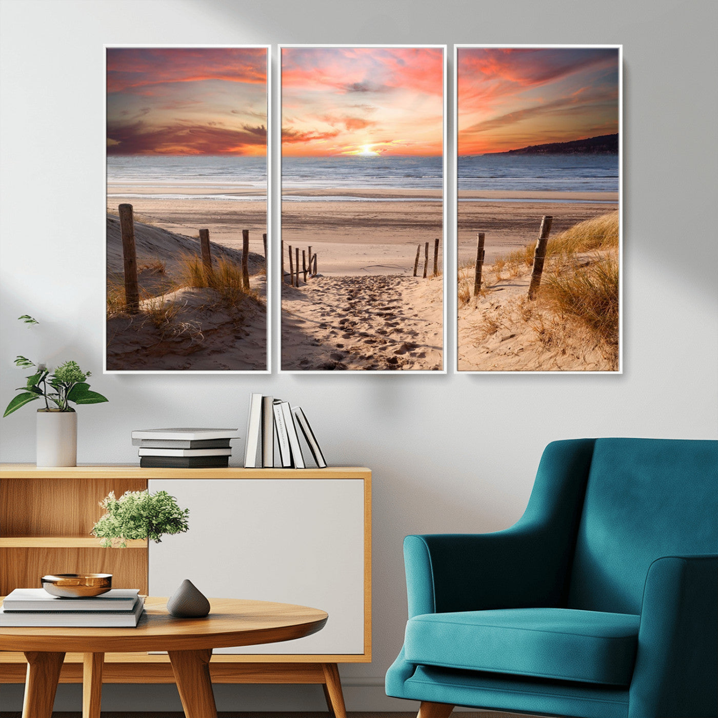 78111-MGV-CV-36X24-Sunset Pathway Wall Art – Panoramic Coastal Canvas Print, Tranquil Beach Decor for Living Room, Office or Bedroom