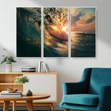 55359-MGV-CV-36X24-Radiant Ocean Wave Wall Art – Panoramic Surf Canvas Print, Vibrant Sunset Beach Decor for Home, Office or Man Cave