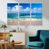 60364-MGV-CV-36X24-Tropical Ocean Wave Wall Art – Serene Blue Sea and White Sand Beach Canvas Print, Coastal Landscape Decor for Living Room, Bedroom