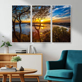 71863-MGV-CV-36X24-Lake Sunset Wall Art – Scenic Nature Canvas Print with Trees and Golden Sky, Serene Landscape Decor for Living Room, Bedroom or