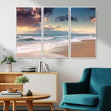 42253-MGV-CV-36X24-Serene Beach Waves Wall Art – Tranquil Ocean Horizon Canvas Print, Coastal Seascape Decor for Living Room or Office Wall
