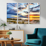 39645-MGV-CV-36X24-Golden Beach Sunset Wall Art – Serene Ocean Horizon Canvas Print, Coastal Nature Landscape Decor for Living Room, Bedroom or