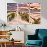 60570-MGV-CV-36X24-Beach Sunset Wall Art – Coastal Sand Dunes and Ocean Horizon Canvas Print, Tranquil Seascape Photography Decor for Living Room or