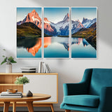 88453-MGV-CV-36X24-Mountain Lake Wall Art – Snow-Capped Peaks Reflected in Alpine Water Canvas Print, Nature Landscape Wall Decor for Living Room or