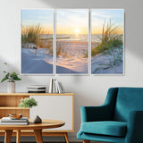 48907-MGV-CV-36X24-Beach Sunset Wall Art – Coastal Sand Dunes and Ocean View Canvas Print, Serene Seaside Landscape Painting for Living Room, Bedroom