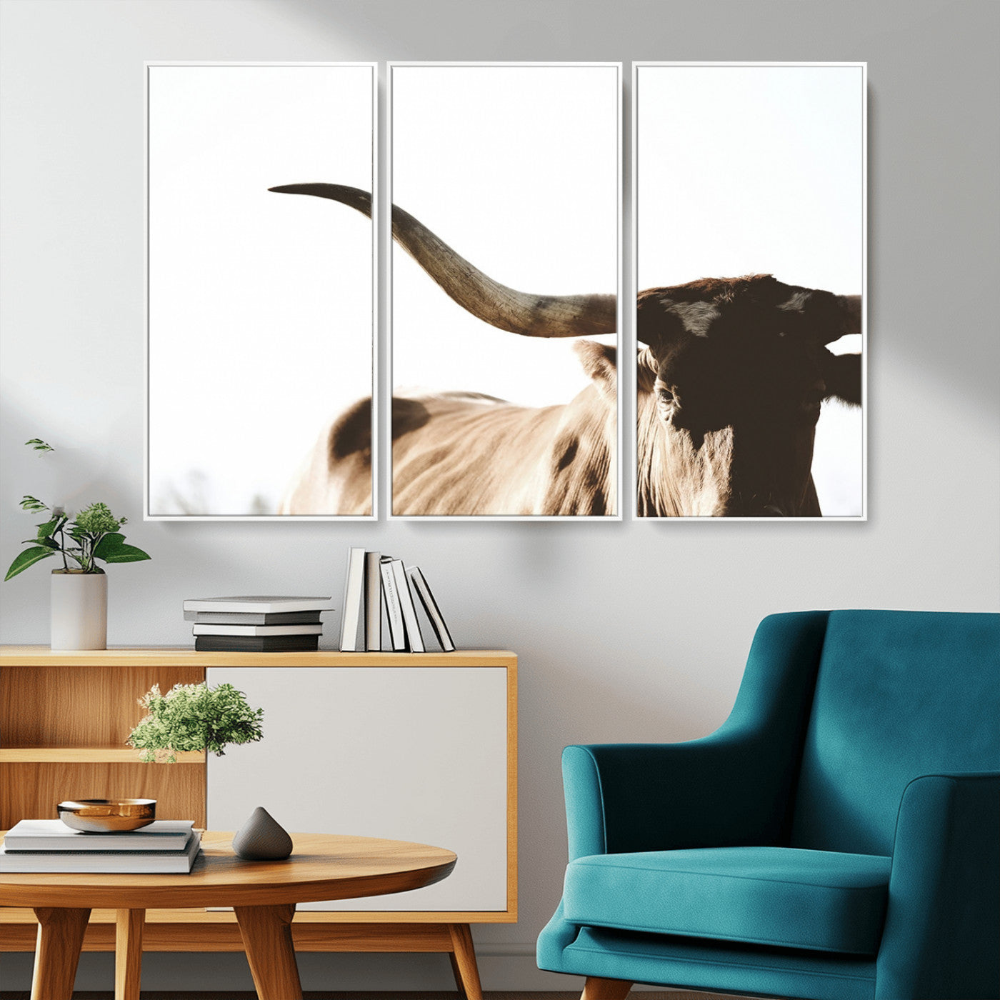 35866-MGV-CV-36X24-Texas Longhorn Wall Art – Rustic Western Bull Canvas Print, Farmhouse Animal Photography Decor for Living Room, Office, or Ranch