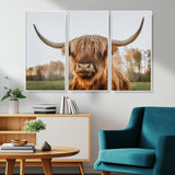 64824-MGV-CV-36X24-Highland Cow Wall Art – Rustic Scottish Bull Canvas Print, Farmhouse Animal Decor for Living Room, Bedroom, Office or Cabin