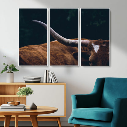 55197-MGV-CV-36X24-Texas Longhorn Wall Art – Rustic Western Bull Horn Canvas Print and Farmhouse Country Animal Decor for Living Room, Office or