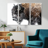 24304-MGV-CV-36X24-Bison Wall Art Canvas Print, Framed Winter Bison Art Picture Print, Snowy Buffalo Perfect Rustic Farmhouse Decor Artwork
