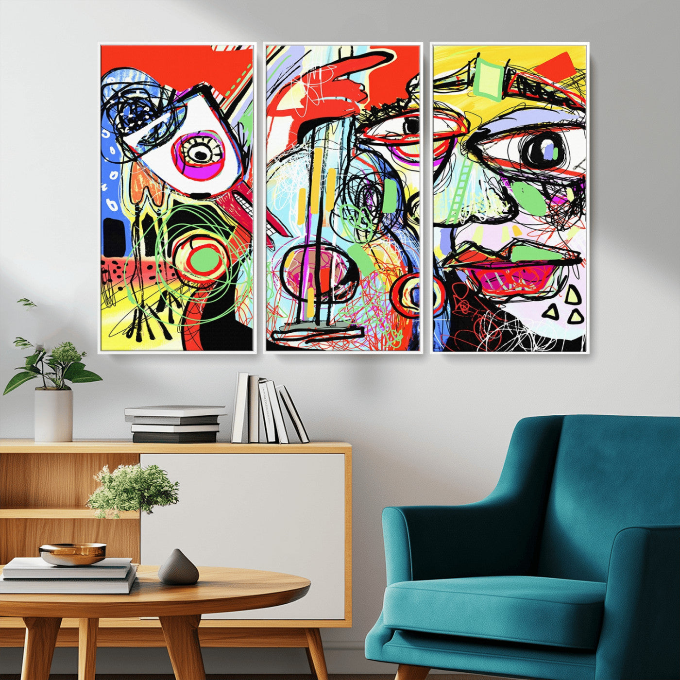 37796-MGV-CV-36X24-Picasso Style Wall Art Canvas Print, Framed Picasso Art Picture Print, Picasso Cubism Perfect Modern Abstract Decor Artwork