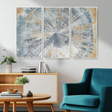 17631-MGV-CV-36X24-Radiant Burst Wall Art – Abstract Sunburst Canvas Print in Blue and Gold, Modern Geometric Painting for Living Room, Office or