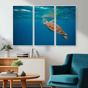 91440-MGV-CV-36X24-Sea Turtle Wall Art – Ocean Turtle Canvas Print, Underwater Marine Life Decor for Living Room, Office, Beach House or Bathroom