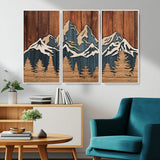 41330-MGV-CV-36X24-Rustic Mountain Wall Art – Wooden Nature Scene with Trees and Peaks, Handmade 3D Layered Decor for Living Room, Cabin or Office