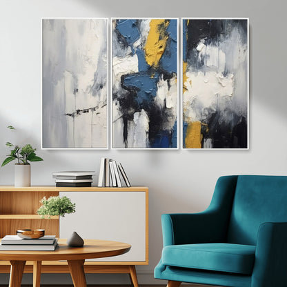 63850-MGV-CV-36X24-Abstract Blue and Yellow Wall Art – Modern Textured Canvas Painting, Bold Contemporary Artwork for Living Room, Bedroom or Office