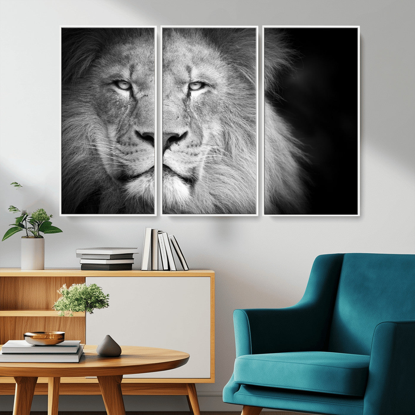 94453-MGV-CV-36X24-Lion Portrait Wall Art – Black and White King of the Jungle Canvas Print, Safari Wildlife Decor for Office, Bedroom, or Living