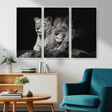 80013-MGV-CV-36X24-Lion and Lioness Wall Art – Black and White Wildlife Photography Canvas Print, African Safari Animal Decor for Office, Bedroom, or