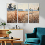 98822-MGV-FC-48X32-3P_White-Autumn Meadow Wall Art – Tranquil Grassland Landscape Canvas Print, Rustic Country Decor for Living Room, Bedroom or Farmhouse