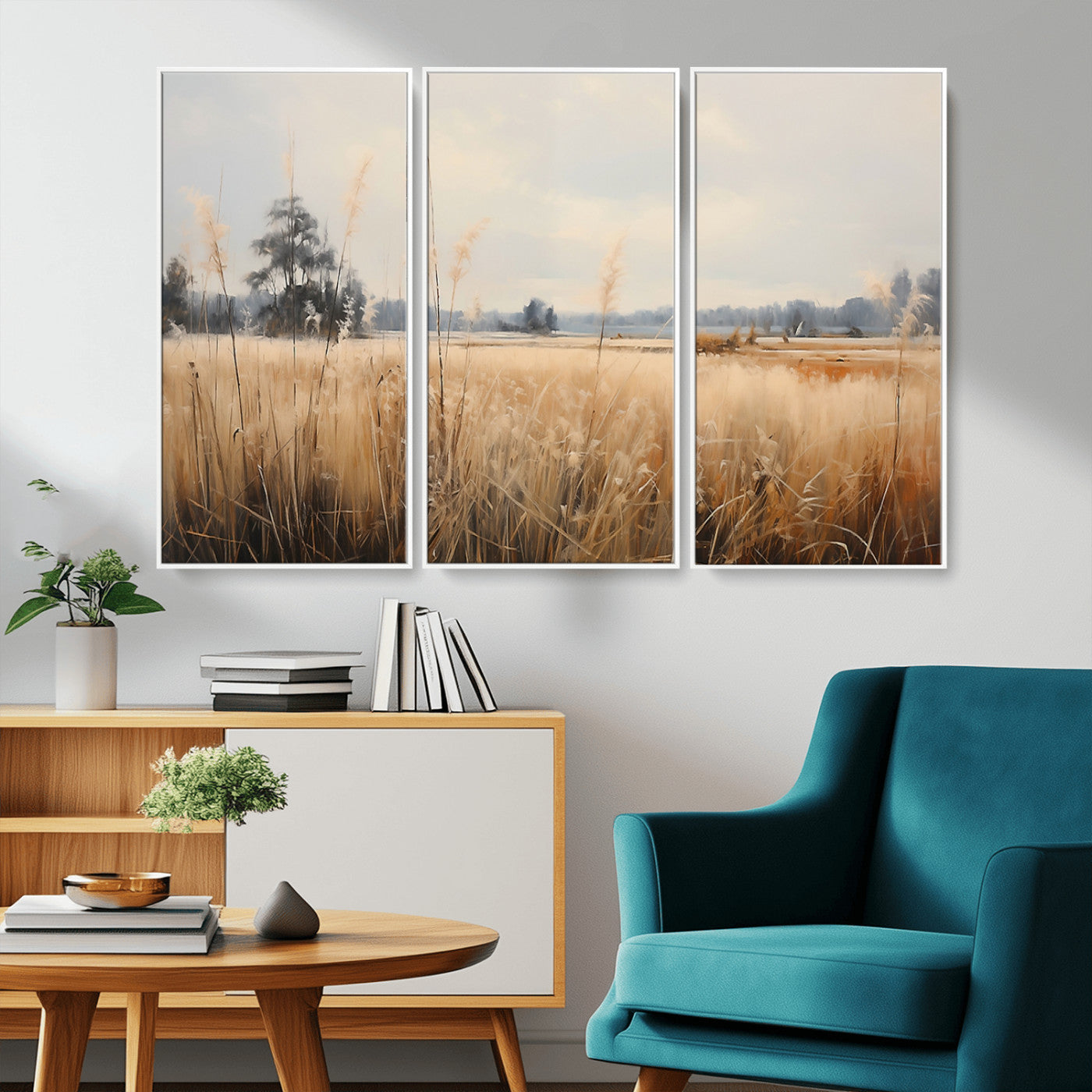 38193-MGV-CV-36X24-Golden Meadow Wall Art – Serene Grassland Landscape Canvas Print, Rustic Nature Decor for Bedroom, Living Room or Farmhouse