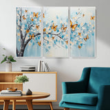 59455-MGV-CV-36X24-Butterfly Tree Branch Wall Art – Blue and Yellow Abstract Canvas Print, Modern Nature Artwork for Living Room, Bedroom or Office