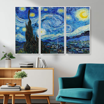 39177-MGV-CV-36X24-Starry Night Wall Art – Vincent van Gogh Famous Painting Canvas Print, Timeless Starry Sky Decor for Living Room, Bedroom or