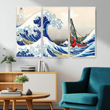 19450-MGV-CV-36X24-Great Wave Adventure Wall Art – Japanese Style Ocean Canvas Print, Fantasy Sailing Decor for Living Room, Bedroom or Office