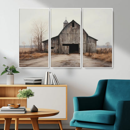 11602-MGV-CV-36X24-Old Barn Wall Art Canvas Print, Framed Rustic Barn Art Picture Print, Old Farmhouse Perfect Rustic Farmhouse Decor Artwork