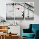 50559-MGV-CV-36X24-Banksy Girl with Balloon Wall Art – Famous Street Graffiti Canvas Print, Modern Urban Artwork for Living Room, Bedroom or Office