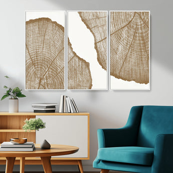 99692-MGV-CV-36X24-Tree Ring Linocut Wall Art Canvas Print, Framed Wood Cut Art Picture Print, Tree Rings Perfect Minimalist Rustic Decor Artwork