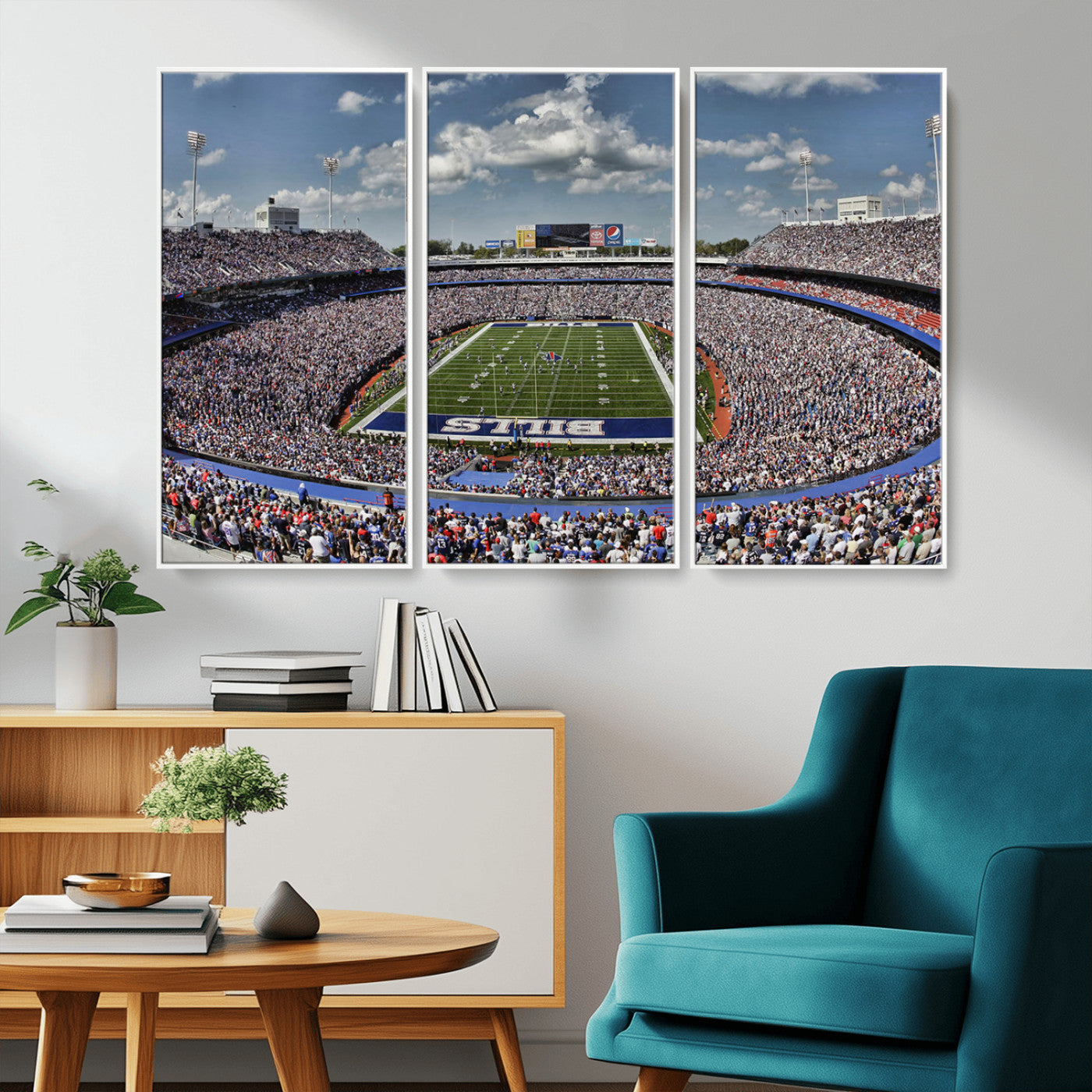 76491-MGV-CV-36X24-Buffalo Bills Stadium Wall Art Canvas Print, Framed Bills Stadium Art Picture Print, Highmark Stadium Perfect Sport Room Decor