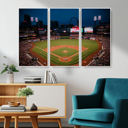 38612-MGV-CV-36X24-Busch Stadium Wall Art Canvas Print, Framed Missouri Stadium Art Picture Print, Busch Stadium Field Perfect Sports Room Decor