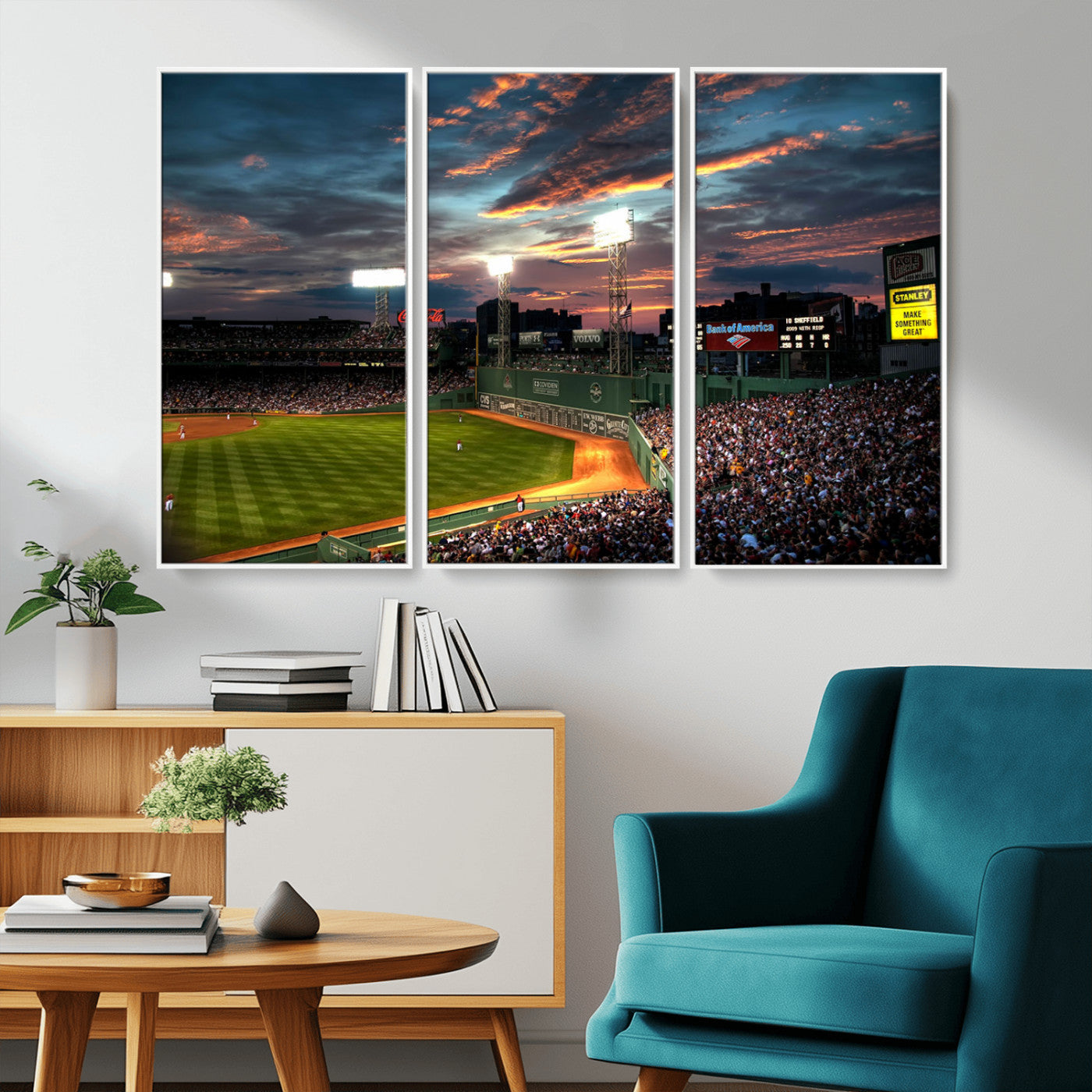 66781-MGV-CV-36X24-Baseball Stadium Wall Art – Canvas Print Evening Game Field Packed Crowd Sunset Sky Sports Photography, Dynamic Decor for Game