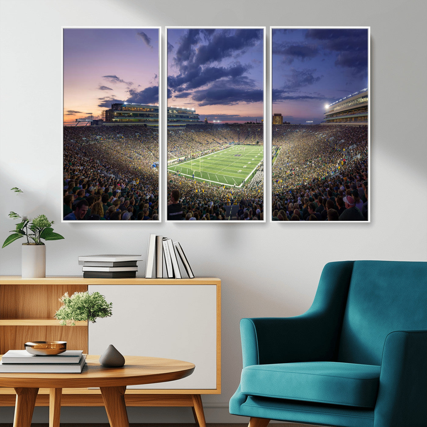 50825-MGV-CV-36X24-Notre Dame Stadium Wall Art Canvas Print, Framed Indiana Stadium Art Picture Print, Football Stadium Perfect Sports Room Decor