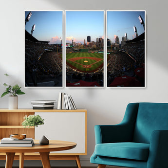 67670-MGV-CV-36X24-PNC Park Stadium Wall Art Canvas Print, Framed Pittsburgh Pirates Stadium Art Picture Print, PNC Park Field Perfect Sport Room
